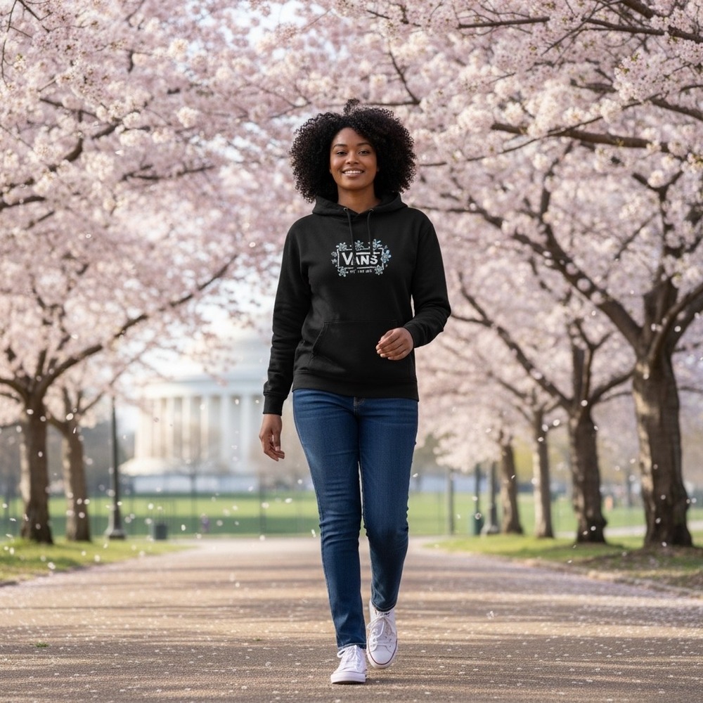 Vans Off The Wall Black‎ Embroidered Flower Smiley Hoodie Womens XXL Sweatshirt